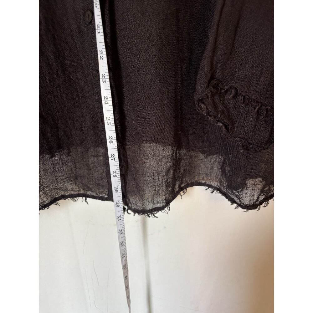 Eileen Fisher Blouse Top Button Up Black Linen Relaxed XXL 2XL 3XL - Picture 8 of 11